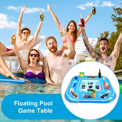 Mesa Flotante Para Juegos De Piscina Portavasos Y Soporte In