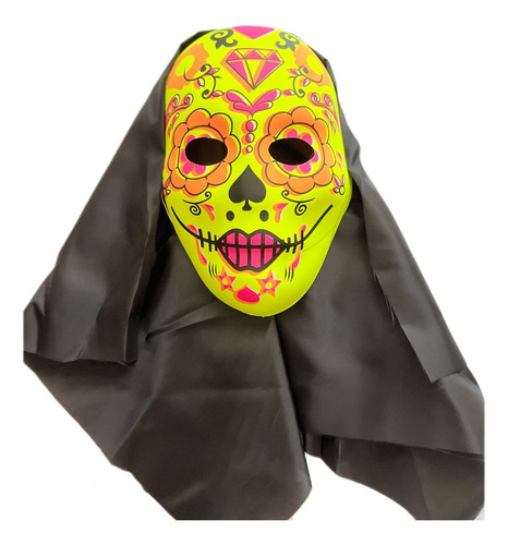 Máscara Calaca Amarillo Fluor - Halloween