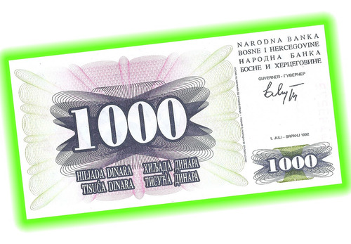 Bosnia Herzegovina - Billete 1000 Dinara 1992 Puente Mostar