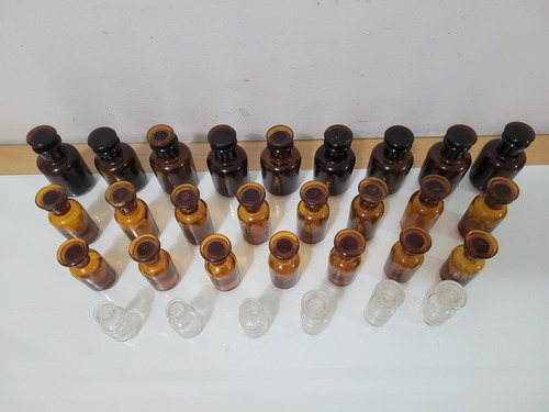 Antiguo Frascos Tapón Años 20 Boticario Farmacia Adorno Lote (Usado)