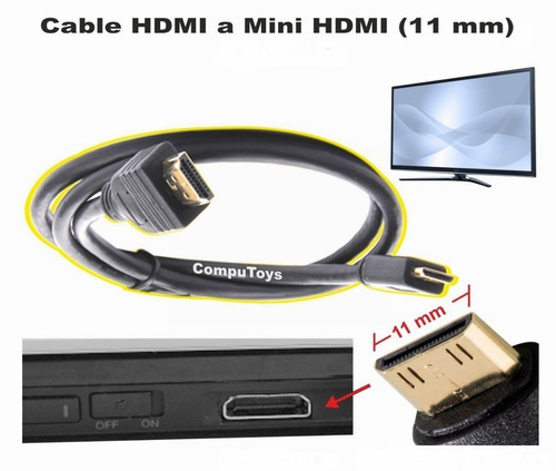 Imagen 3 de 7 de Cable Hdmi A Mini Hdmi 1 Mts 1080p Camara Tablet