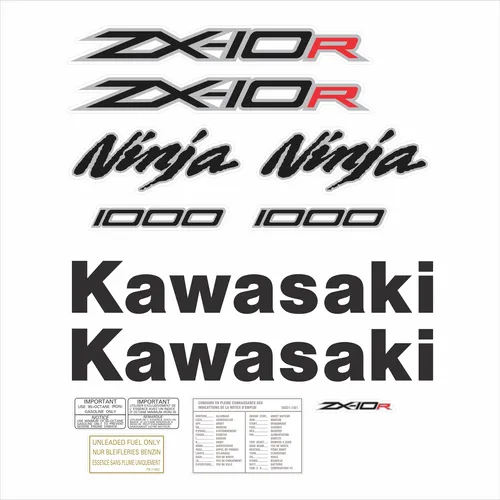 Kit Adesivos Kawasaki Ninja Zx-10r 2012 Preta Zxpta05 Kit Adesivos Kawasaki Ninja Zx-10r 2012 Preta Zxpta05