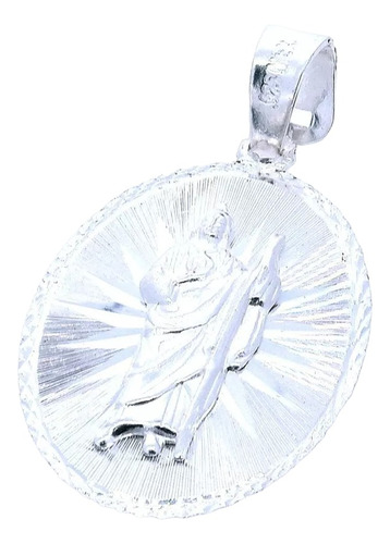 Medalla De San Judas Tadeo En Plata De Ley Diamantada