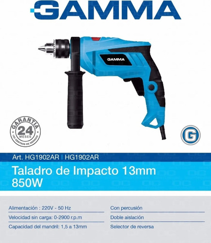 Imagen 5 de 10 de Taladro Impacto Percutor 13mm 850w Gamma Sim Bosch Makita