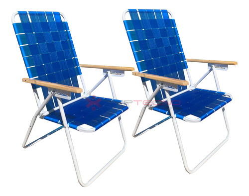 2 Sillon Playero Plegable Reposera Acero 5 Posiciones 120 K