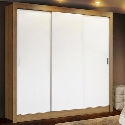 Guarda Roupa Casal Mônaco Madesa 3 Com Portas De Correr Rb Cor Rustic/Branco