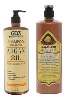 Kit Argan Oil: Shampoo Gd3 1 L + Acondicionador Babyliss 1 L