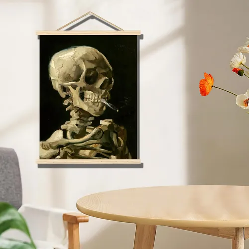Arte Colgante De Madera: Póster De Calavera De Van Gogh