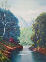 Comprar Quadro Pintura A Oleo Sobre Tela Decoracao Paisagem Com Rio