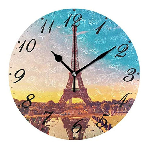 Eiffel Tower Sunrise Paris Reloj De Pared, Silencioso