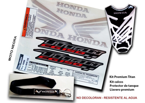 Calcos Tipo Original Honda Titan 2014 Negra + Cubretanque