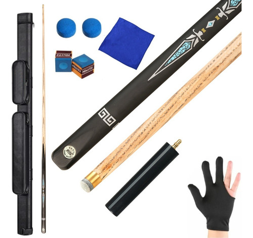 Taco De Billar Snooker Desarmable Profesional 160 Cm + Funda Negro 1.5 Kg