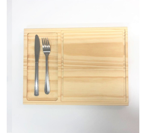 Plato De Madera Pino Tabla 35x25cm Asado Camping