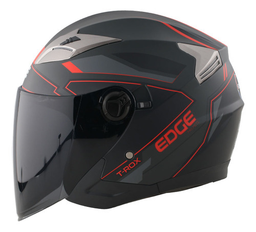 Casco Semi Integral Edge T-rox Certificado Dot Moto + Gafas Color Rojo/gris Tamaño del casco S (55-56 cm)