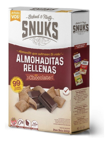 Almohaditas Rellenas Chocolate Snuks Sin Tacc 240 Gr