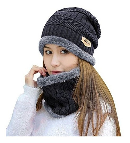 Imagen 2 de 7 de Gorro De Punto Para Dama Sombrero De Invierno Bufanda Guante