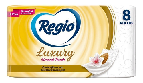 Imagen 1 de 5 de Papel Higiénico Regio Luxury Almond Touch 8 Rollos