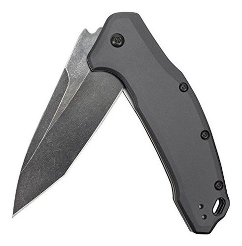 Cuchillo Kershaw Link Gris Aluminio Blackwash Tanto