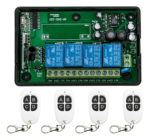 Control Remoto Rf X 4 + Modulo 4 Rele Programable 220v