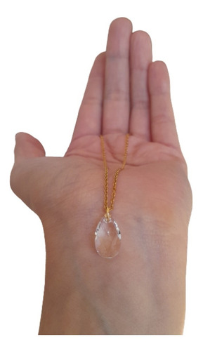 Gargantilla Para Mujer Baño De Oro Swarovski Gota Crystal