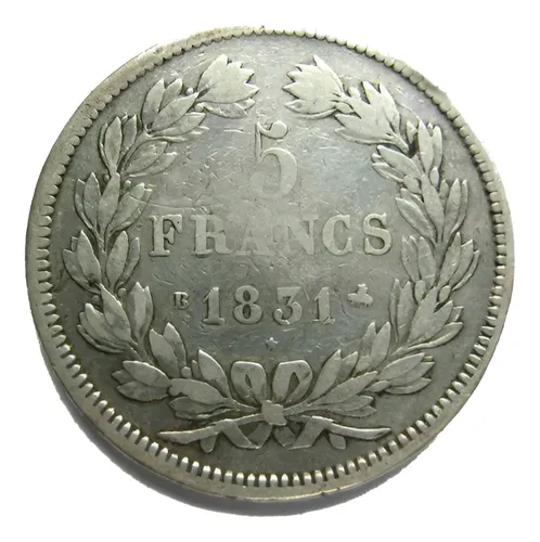 Francia 1831 Antigua 5 Franc Grande De Plata Rey Luis Felipe