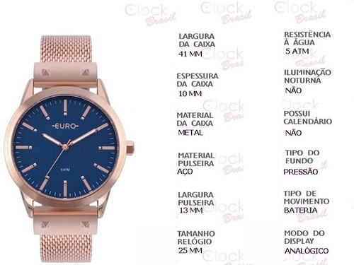 Imagem 4 de 6 de Relógio Euro Feminino Metal Glam Rosé Eu2035yom4a