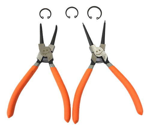 Oraab Juego De 4 Pinzas De Retención De Resortes De 7 Pulgadas, Pinzas Tipo C Para Anillos De Retención Internos Y Externos, Con Punta Recta Y Curva, Incluye Bolsa De Almacenamiento