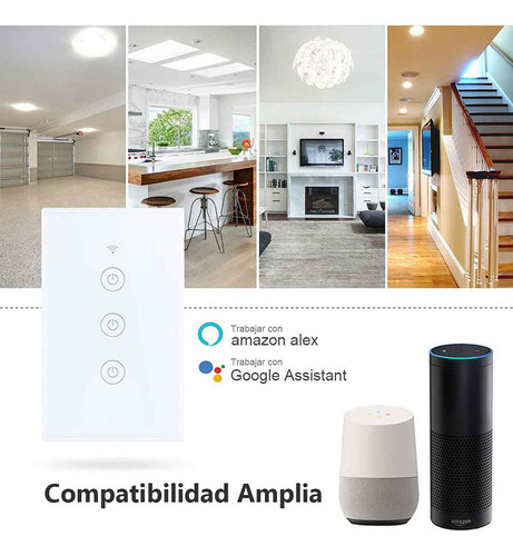 Apagador Inteligente Wifi Touch 4 Botones Negro Alexa/google