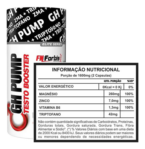 Gh Pump Testo Booster 60 Caps Fn Forbis Zma Triptofano Sabor Sem Sabor
