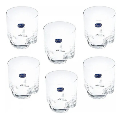 Juego De Vasos Whisky X6 Cristal De Bohemia Barline 410ml