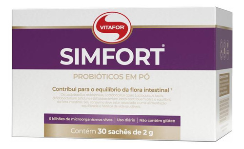 Kit 2x: Simfort Probiótico 5 Espécies 2g Vitafor 30 Sachês