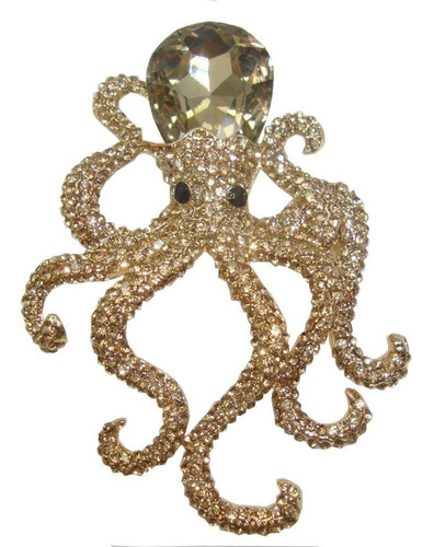 Ttjewelry - Broche Con Colgante De Pulpo Y Topacio De Austr.