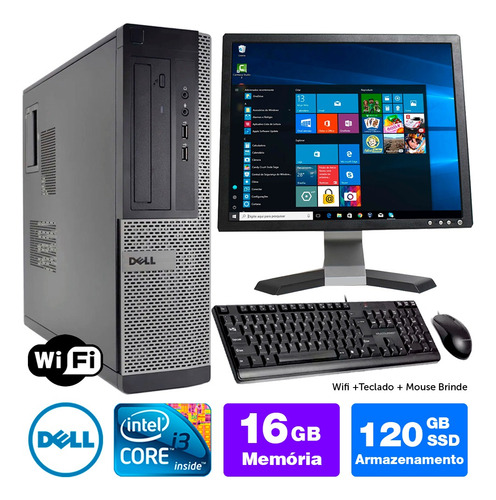 Computador Usado Dell Optiplex Int I3 2g 16gb Ssd120 Mon17q