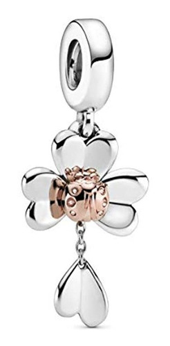 Colgante De Trébol Y Mariquita Plata Rosa, Marca Pyle