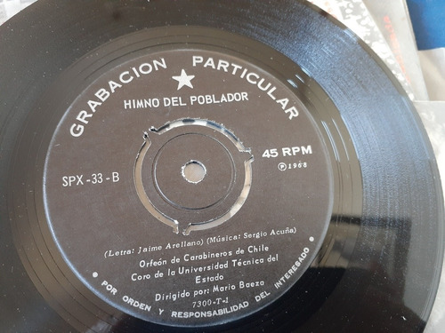 Vinilo Single De Himno Nacional Y Poblador(ac151