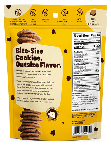 Thinsters Galleta Con Trozos De Chocolate Enrarece, De 4 Onz