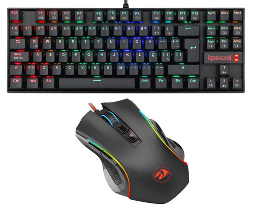 Imagen 5 de 8 de Kit de teclado y mouse gamer Redragon K552RGB-BA Español Latinoamérica de color negro