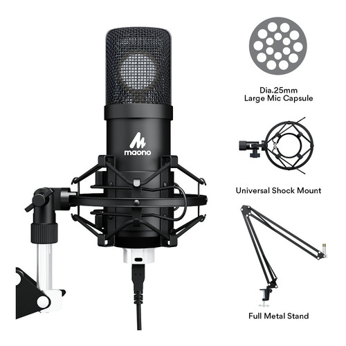 Kit Microfono Maono Au-a425 Usb Mic Con Soporte Para Estudio