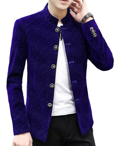 Chaqueta Terciopelo Tejido Fino Cuello Alto Formal