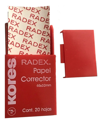 Corrector Radex Kores 20 Hojas 65 X 32 Mm Paquete C/ 10 Pzas