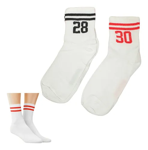 comprar Medias Blancas Con Numero Y Rayas X2 Gym Verano Unisex