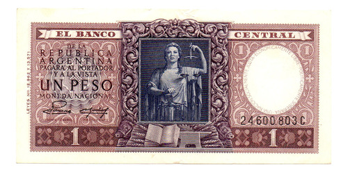 Billete 1 Peso Moneda Nacional, Bottero 1914, Año 1955 Exc