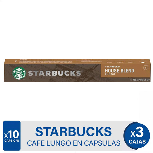 Cápsulas Café Starbucks Nespresso House Blend Lungo Pack X3
