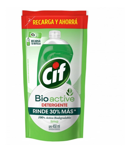 Cif Ultra Detergente Limon Verde X450 Doypack 