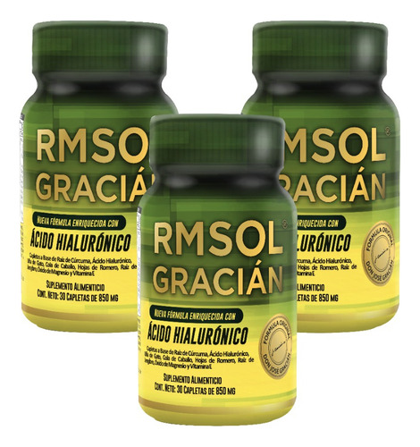 3 Pack Ácido Hialurónico Rmsol 100% Original 90 Tomas 850mg