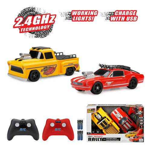 Set De Carros De Control Remoto New Bright Chevy Vs Mustang