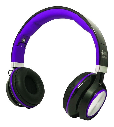 Fone de ouvido on-ear gamer sem fio Infokit HM-750MV preto e roxo