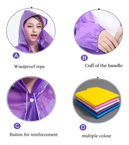 Poncho Chubasquero Impermeable Unisex Eva Lluvia Ajustable