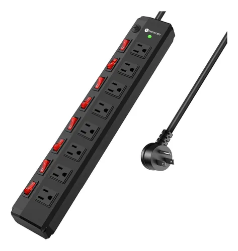 ストラップ Power Distribution Strip 8 Power Strip De 8 Tomadas Heavy Duty 1200j 6ft Black | MercadoLivre