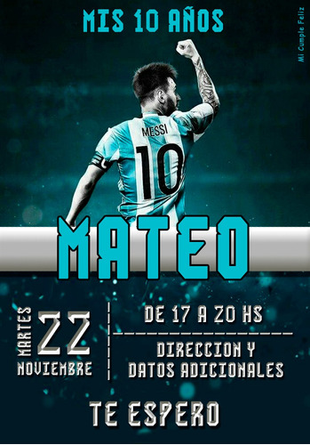 Invitación Digital Tarjeta Messi Argentina Para Whatsapp